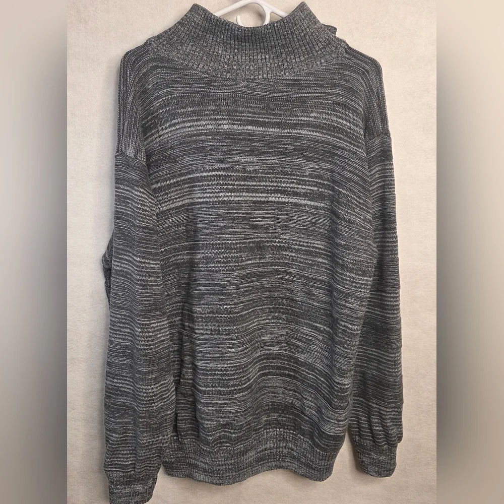 Pronti‎ Men's XXL Textured 1/4 Zip Sweater – Gray Marled Knit Prep Academia